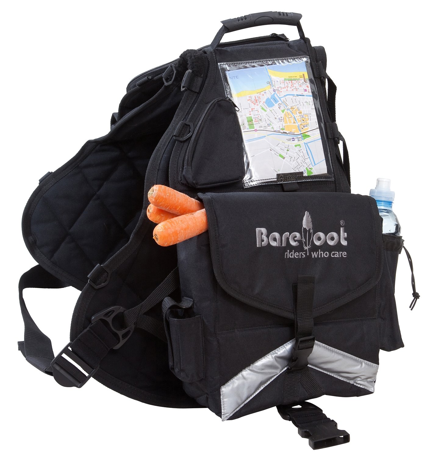 Pferderucksack Barefoot Walk-My-Horse – 9 Fächer, wasserabweisend, mit Reflektoren & V-Gurt – Für Spaziergänge mit Pony, Pferd oder Esel Haustier