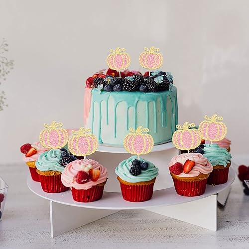 Miniatura 193 de Ephlyn 24 piezas de calabaza Oh Baby Cupcake Toppers con purpurina temática de otoño de calabaza Cupcake Picks Baby Shower Cake Decoraciones