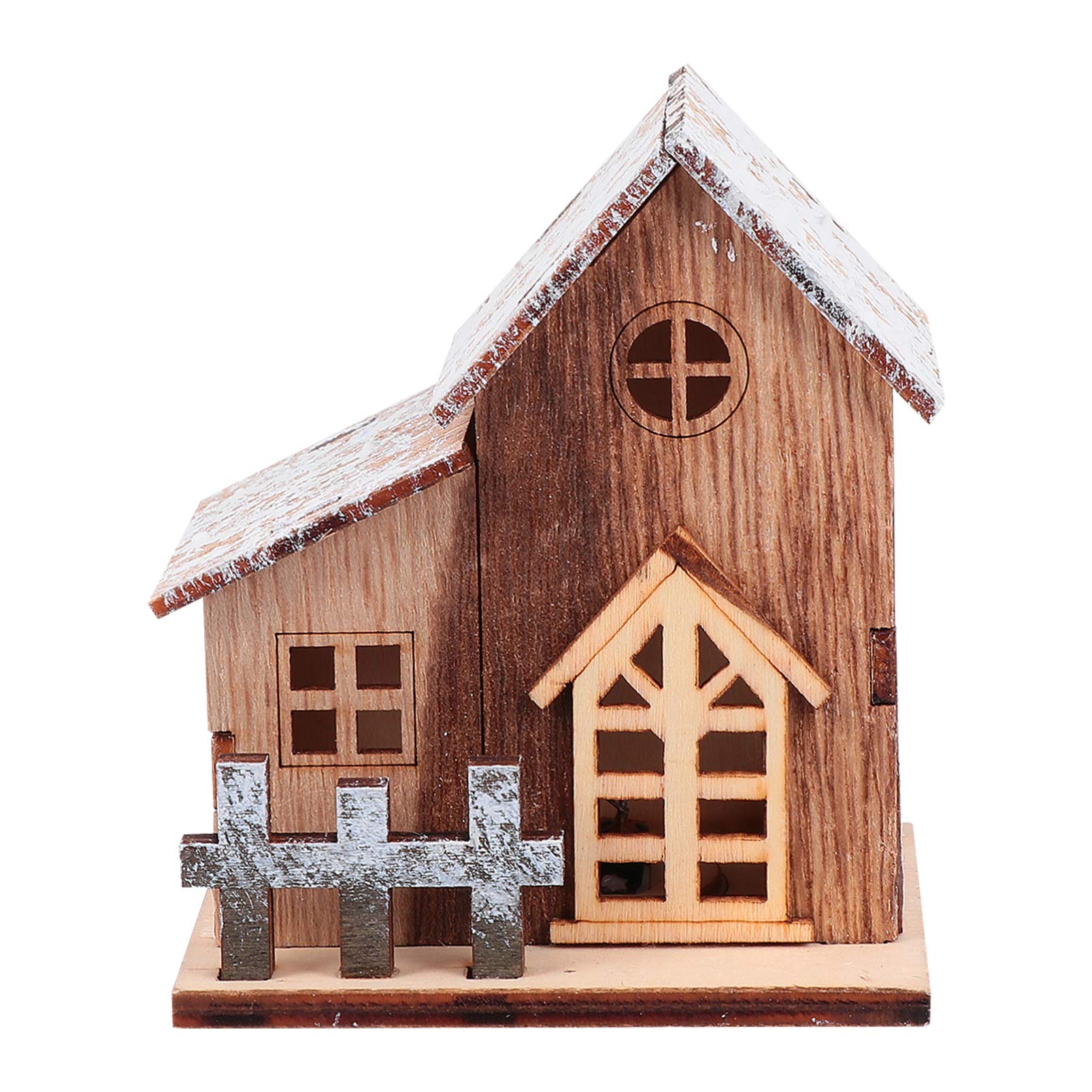 STOBOK Christmas Luminous House Christmas Luminous Wooden House Hanging Ornament LED Light Wood House Village Building DIY Wood Chalet Xmas Tree Hanging Ornament Decor