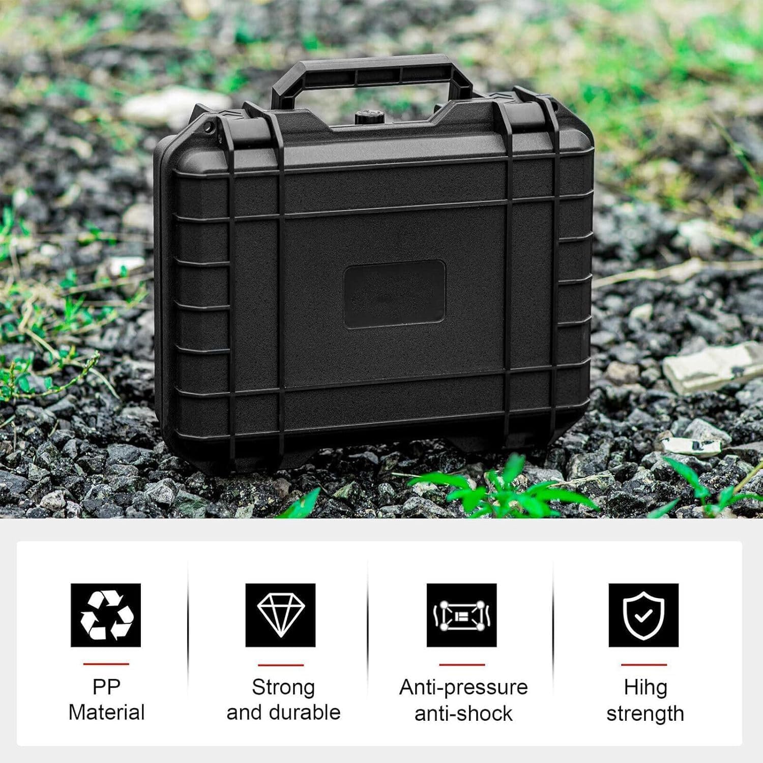 Kamera Koffer Transportkoffer mit Rasterschaumstoff, SLR-Tasche Aufbewahrungsbox, wasserdichte Kameratasche für Drohne, Kamera & Objektiv Zubehör, stoßfest & tragbar mit Schloss (L)