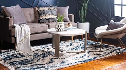 Miniatura 3 de Unique Loom Hygge Shag Collection - Alfombra de área - Valle (8 x 10 pies, rectangular, azulgris)