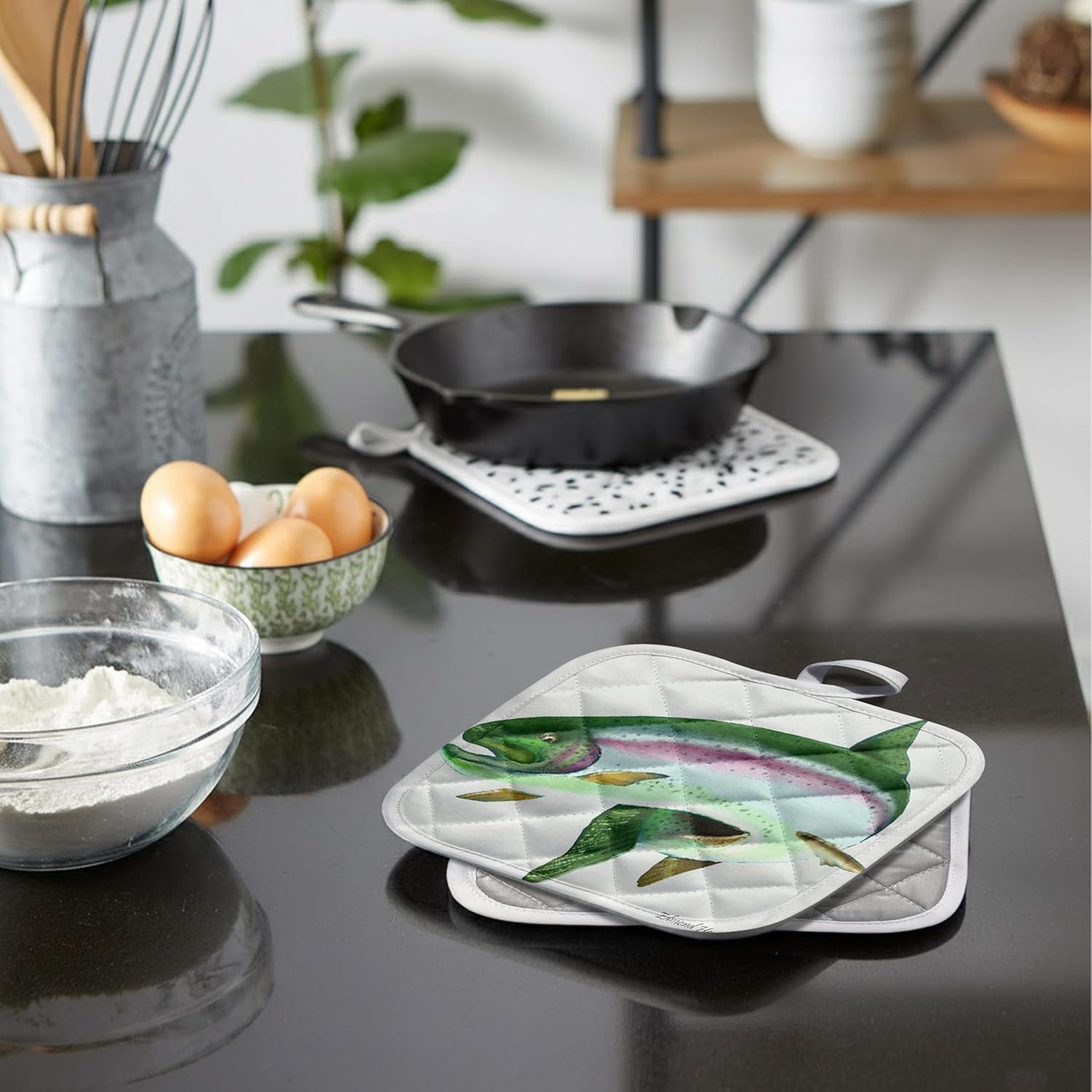 3D Rose Rainbow Trout Pot Holder, 8" x 8"