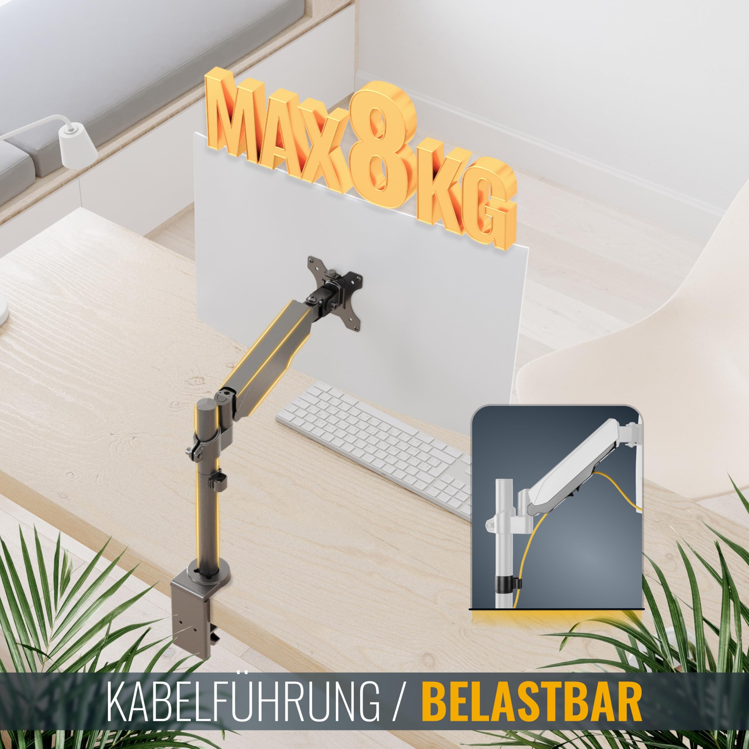 Ricoo Monitor Halterung mit Gasdruckfeder Arm für 13-34 Zoll TS9511 höhenverstellbar Bildschirmhalterung Arme Halter VESA 75x75 100x100 Bildschirm Tischhalterung Monitorhalter – Bild 6