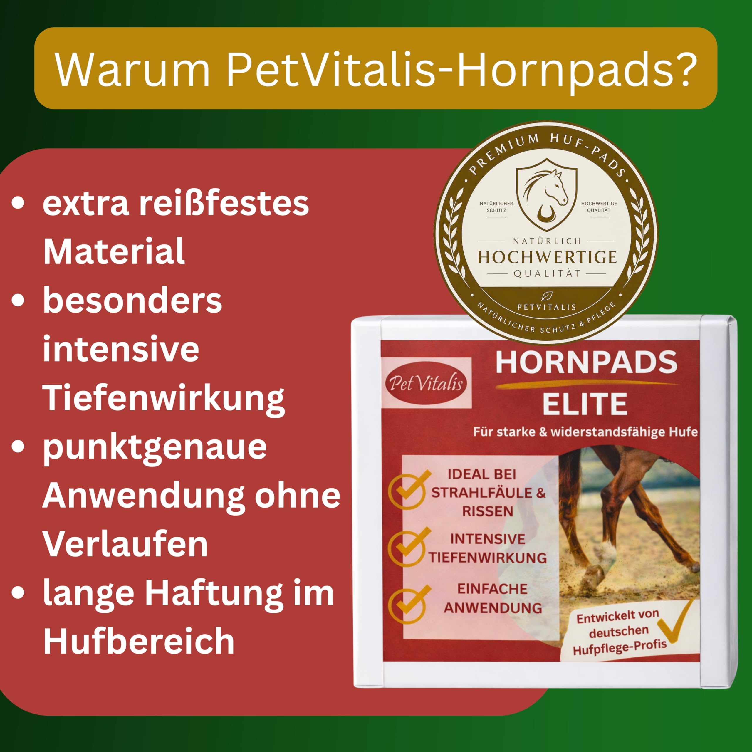 Hornpads Elite – Horn-Pads / Hufpflege Pads für Pferde – Premium Hufpflege bei Strahlfäule / Huffäule, Rissen & Spalten – Hufpads zur gezielten Anwendung im Strahl- und Hufbereich (Hufstrahl) (10)