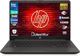 HP 250R G9, Computer Portatile Notebook, Intel 5-120u 10 Core 1.4Ghz, Display 15.6'' FHD, Ram 16GB, SSD 512GB, Windows 11, Pronto all'uso con Libre Office