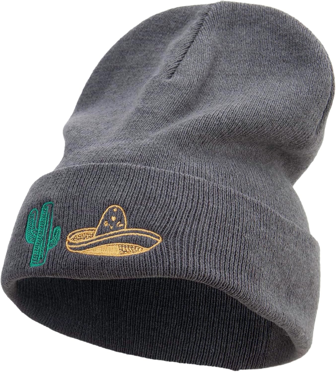 Cinco De Mayo Cactus and Hat Embroidered Big Size Superior Cotton Long Knitting Beanie