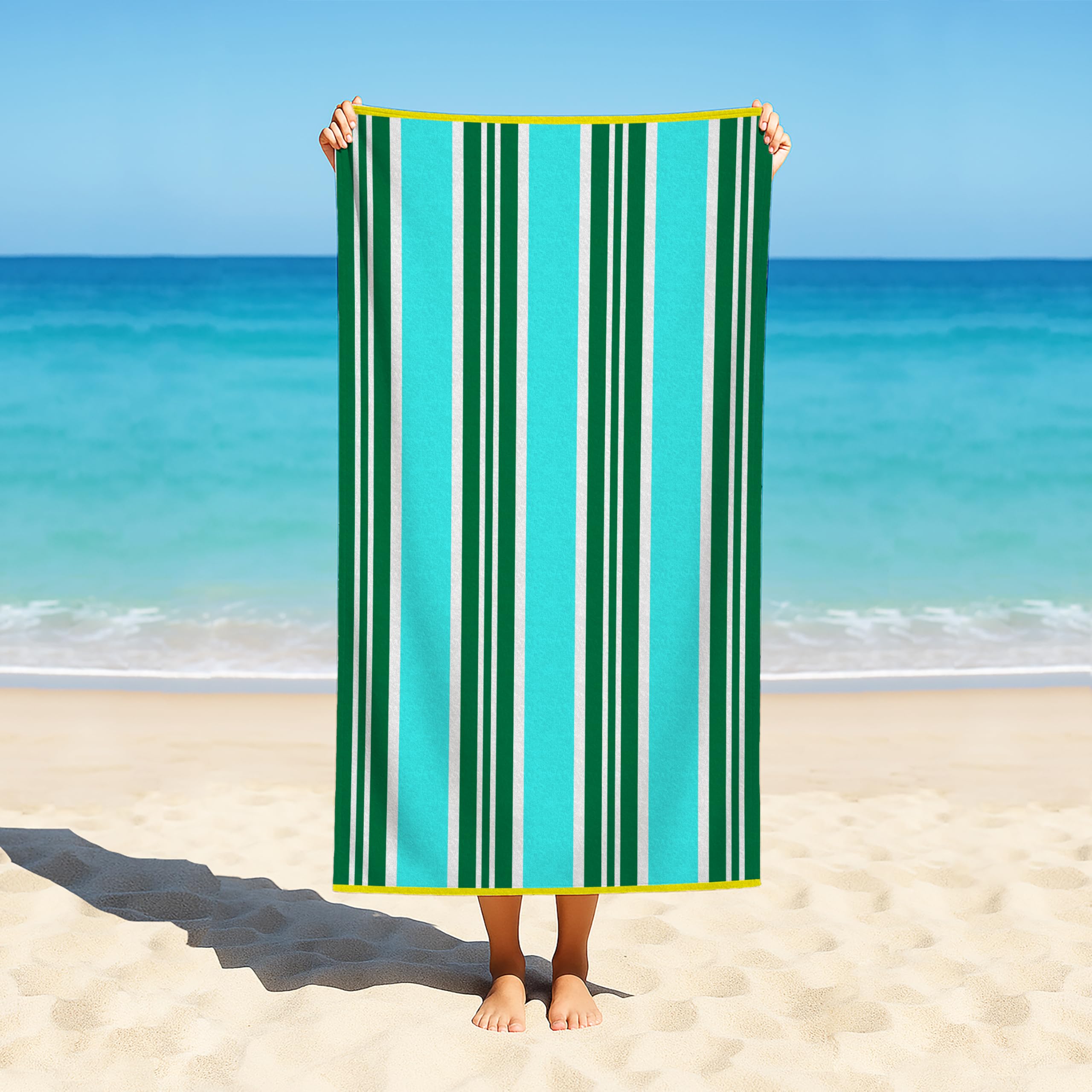 Liniva Home Toalla de Playa 100% Algodón Egipcio – 90x175cm – Extra Suave y Absorbente – 650 g/m Ideal para Playa y Piscina. (Rayas)