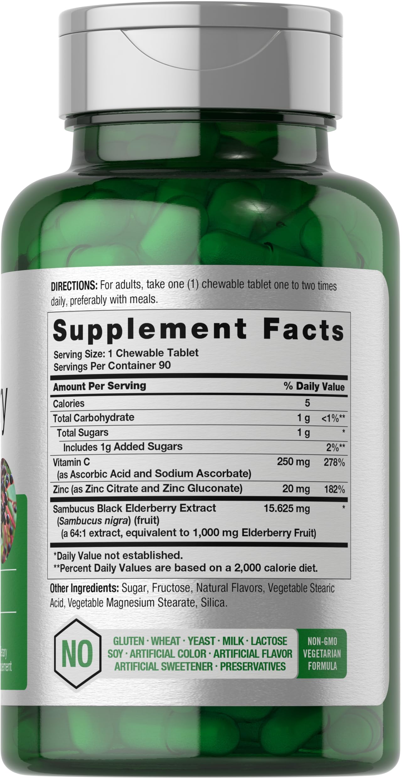 Horbaach Black Elderberry with Vitamin C and Zinc | 90 Chewable Tablets — Amazon image 2