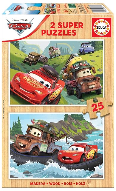 Educa - 2 Puzzles Infantiles de Madera con 25 Piezas Rayo Mcqueen Disney Cars. Recomendado para 3, 4 y 5 años…