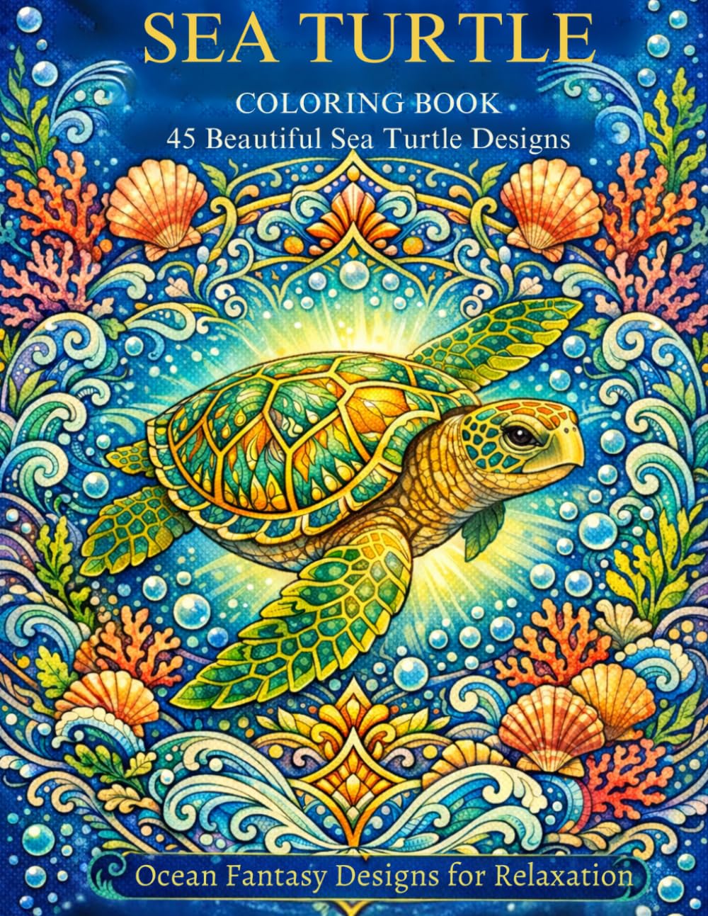 SEA TURTLE COLORING BOOK: 45 Beautiful Sea Turtle Designs – Ocean Fantasy Coloring Book for Relaxation