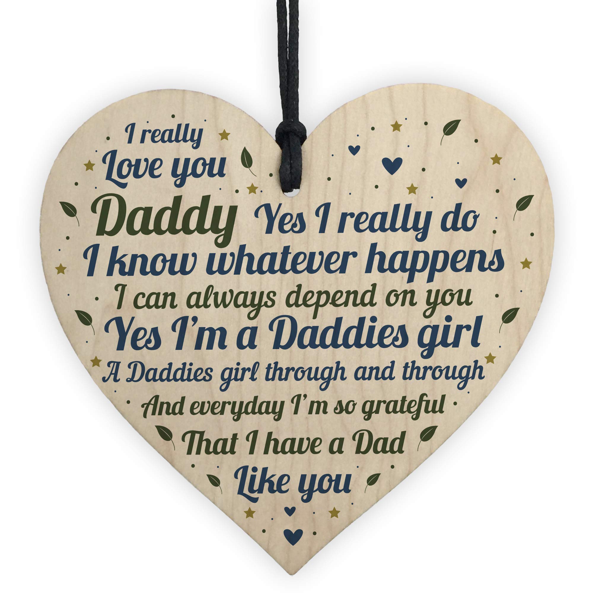 Red Ocean Daddies Girl Gift Wooden Heart Birthday FATHERS DAY Gift For Daddy Dad From Daughter Gifts