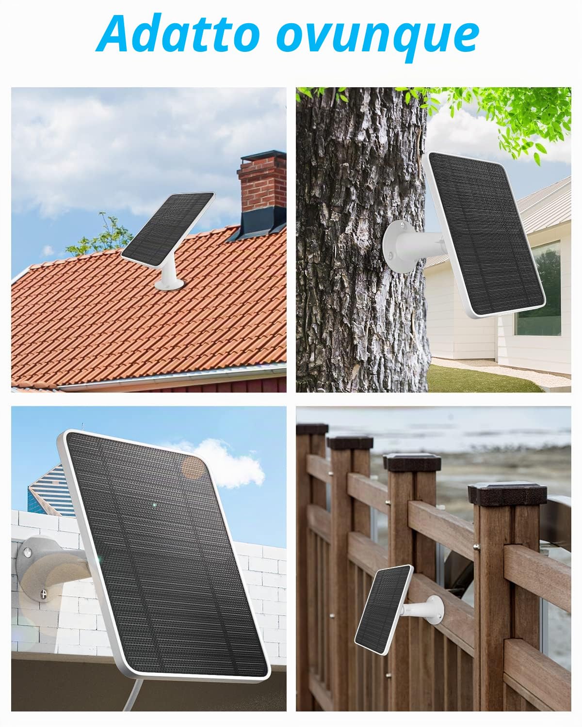 Caricatore del modulo solare, compatibile con Arlo Ultra/Ultra 2/per 4/per 3 telecamera di sicurezza dei proiettori, celle solari da 5 V/4 W, caricabatterie IP65, staffa regolabile, 3 pacchetti