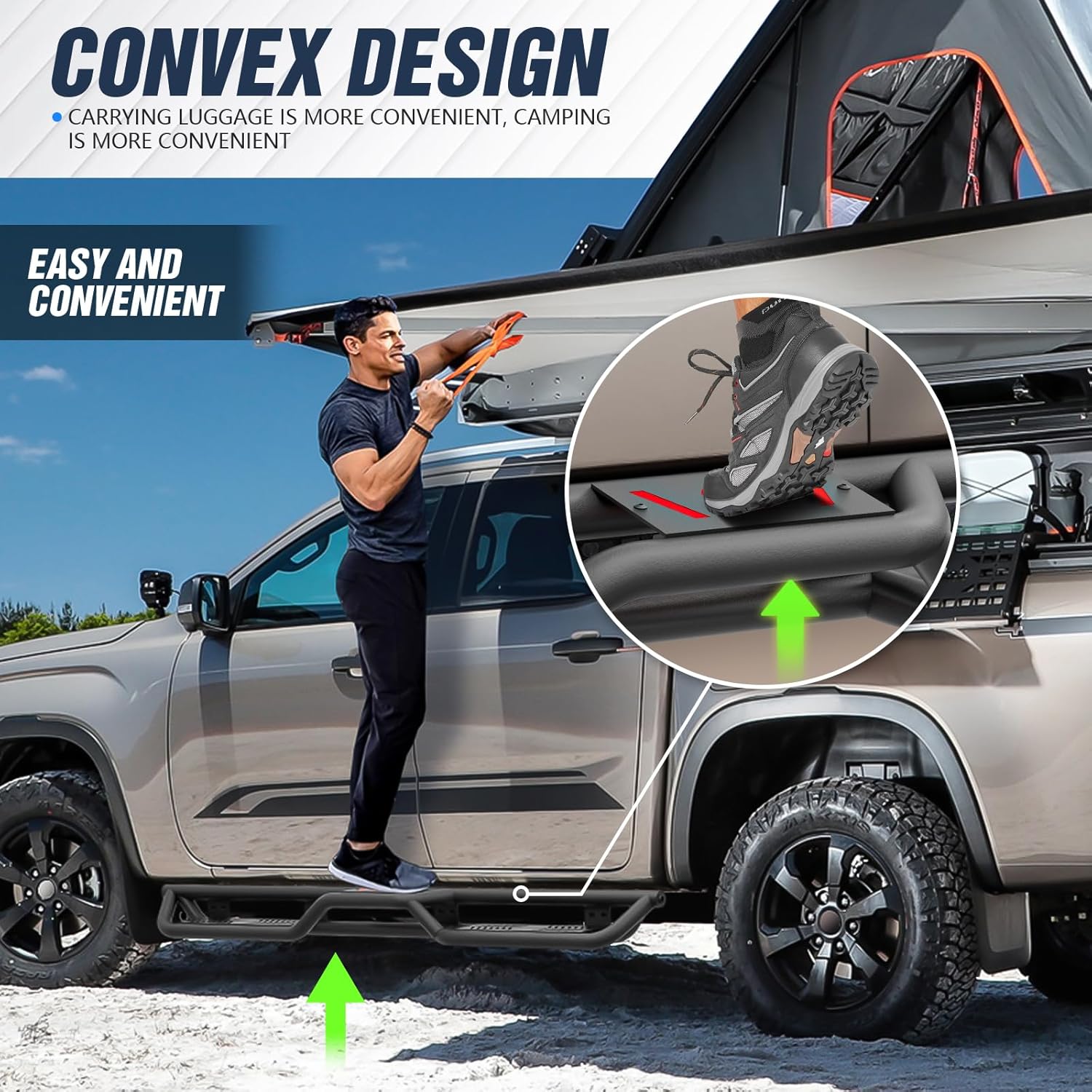 Quad Cab Running Boards Side Steps Compatible with 2002-2008 Dodge Ram 1500, 2003-2009 Ram 2500 3500 Double/Extended Cab, Bolt-on Nerf Bar, Heavy-Duty Steel Two Stairs Design