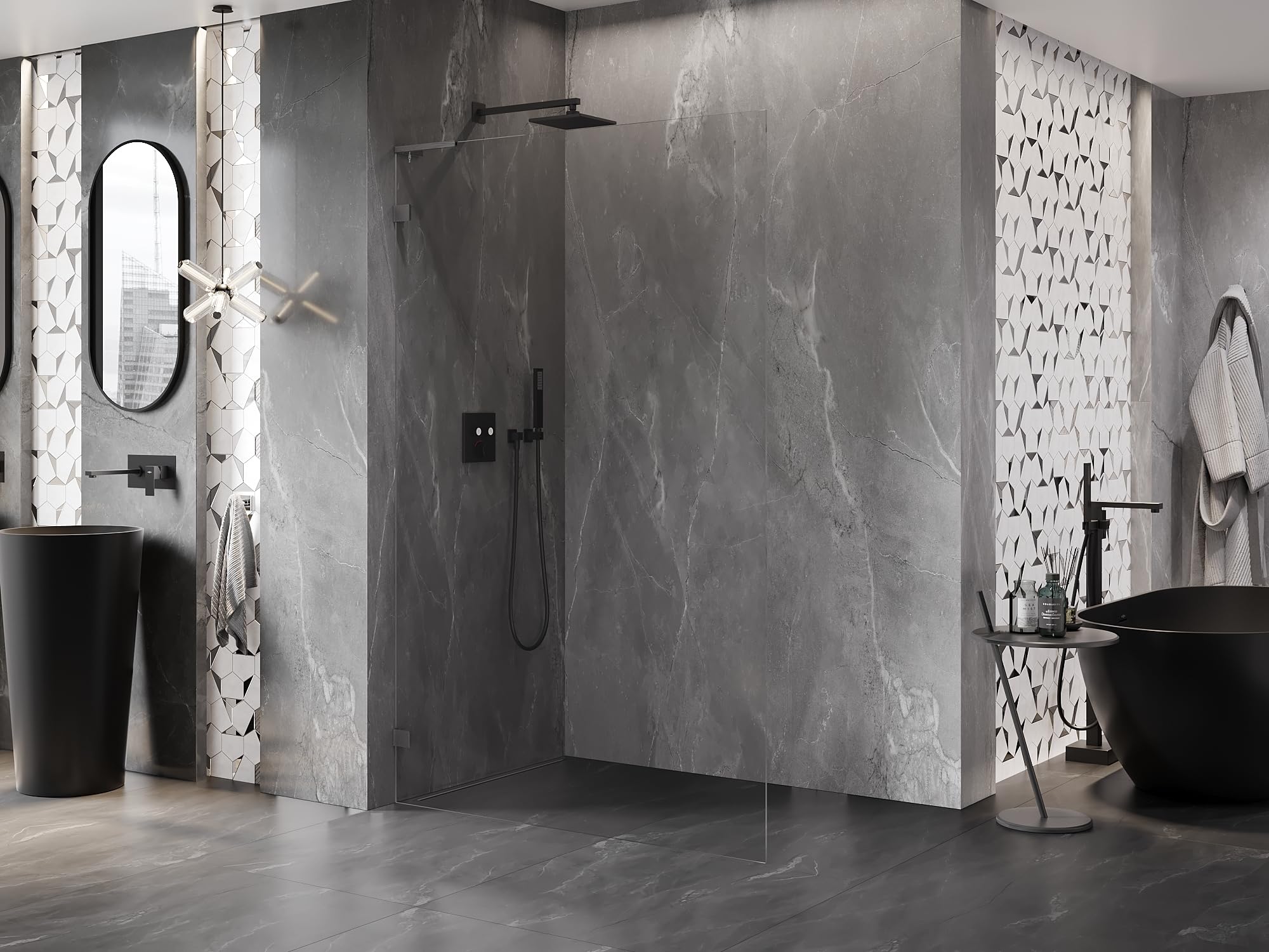 Mexen Lunar L - Parete doccia Walk-in sinistra, 70 x 200 cm, trasparente 8 mm, grigio canna di fucile spazzolato