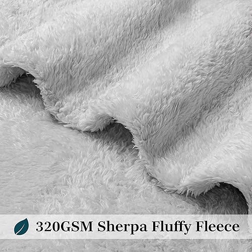 Miniatura 4 de Pavilion - Manta de cama Sherpa tamaño Queen, felpa gris claro, suave, acogedora, microfibra esponjosa, mullida para todas las estaciones, 90 x 90