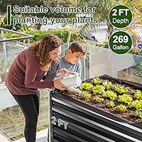 Vista 2 de EDOSTORY Kit de cama de jardín elevada de metal, maceta galvanizada de 6 x 3 x 2 pies de alto, cajas de jardín elevadas para exteriores, grandes