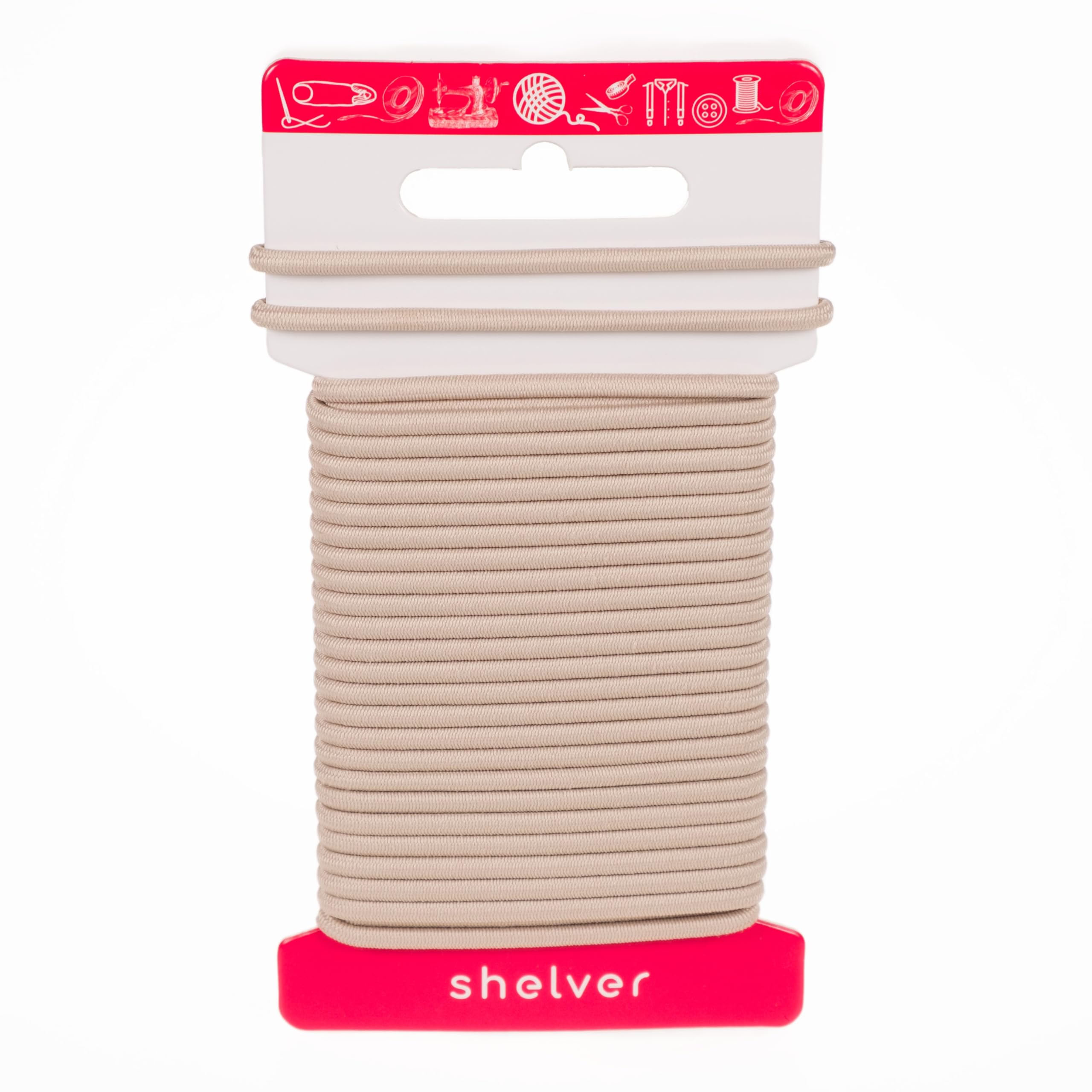 Shelver Beige Elastic String Cord, Black-White-, 1Mm-1.5Mm-2Mm-2.5Mm-3Mm, 6 Metres