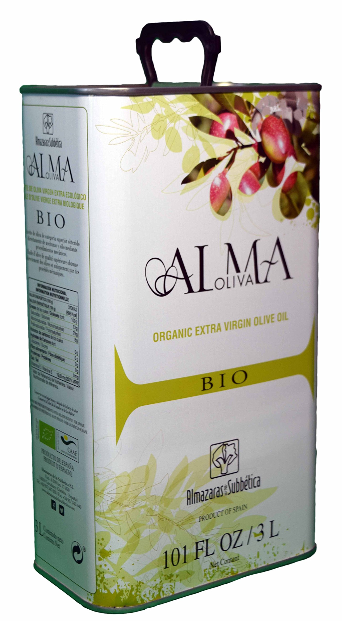 Almaoliva Bio 2020 Harvest Spanish Extra Virgin Olive Oil - 3 Liters / 101 Ounce Tin