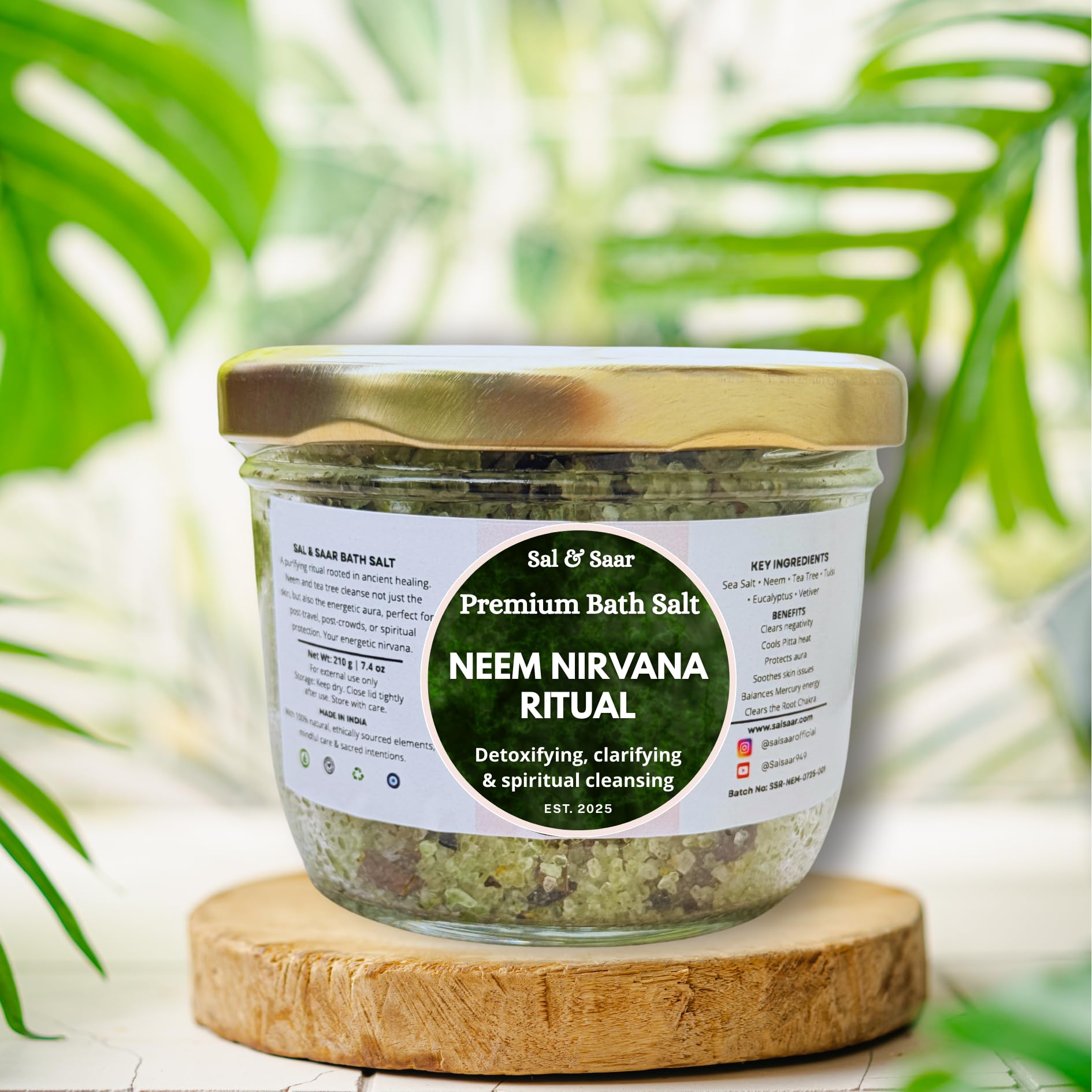 Sal & Saar Neem Nirvana Ritual Bath Salt | Sea Salt + Epsom Salt | Neem, Tulsi & Vetiver Detox Soak | Tea Tree & Eucalyptus Essential Oils | Skin Purifying Bath Salts for Cleansing & Energy Reset | Herbal Ayurvedic Botanical Blend-image-18