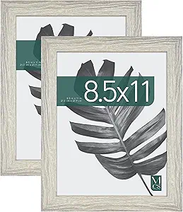 MCS Studio Gallery 8.5x11 Picture Frame Gray Woodgrain, Rectangle Photo Frame for Photos, Posters & Art Prints & Easel for Tapletop Display (2-Pack)