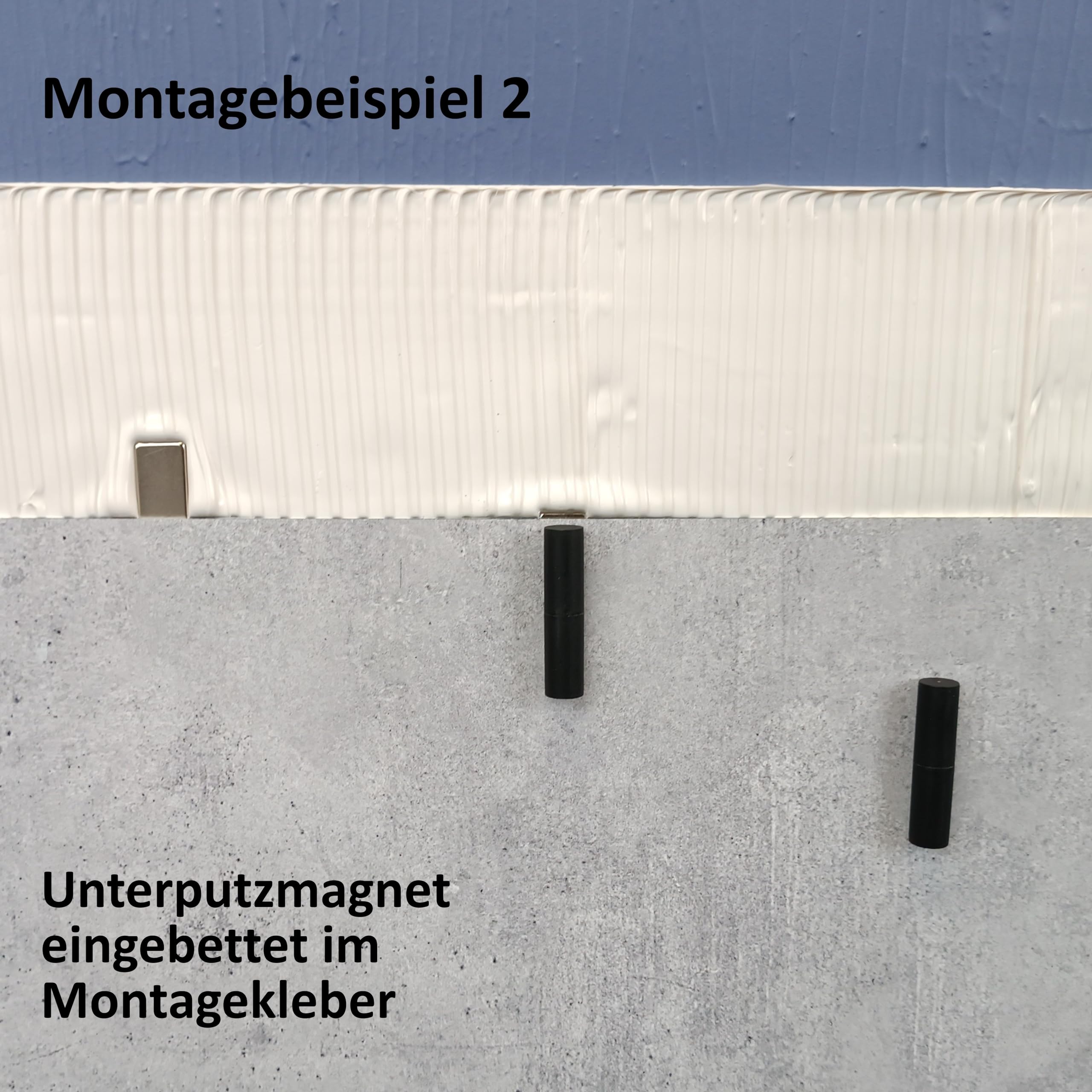 Wandbreite Clip - Magnetische Wandhalterung für Shampoo Duschgel Spülmittel in Dusche Bad Küche (Unterputz Set - Stabmagnet & Magnetplatte)