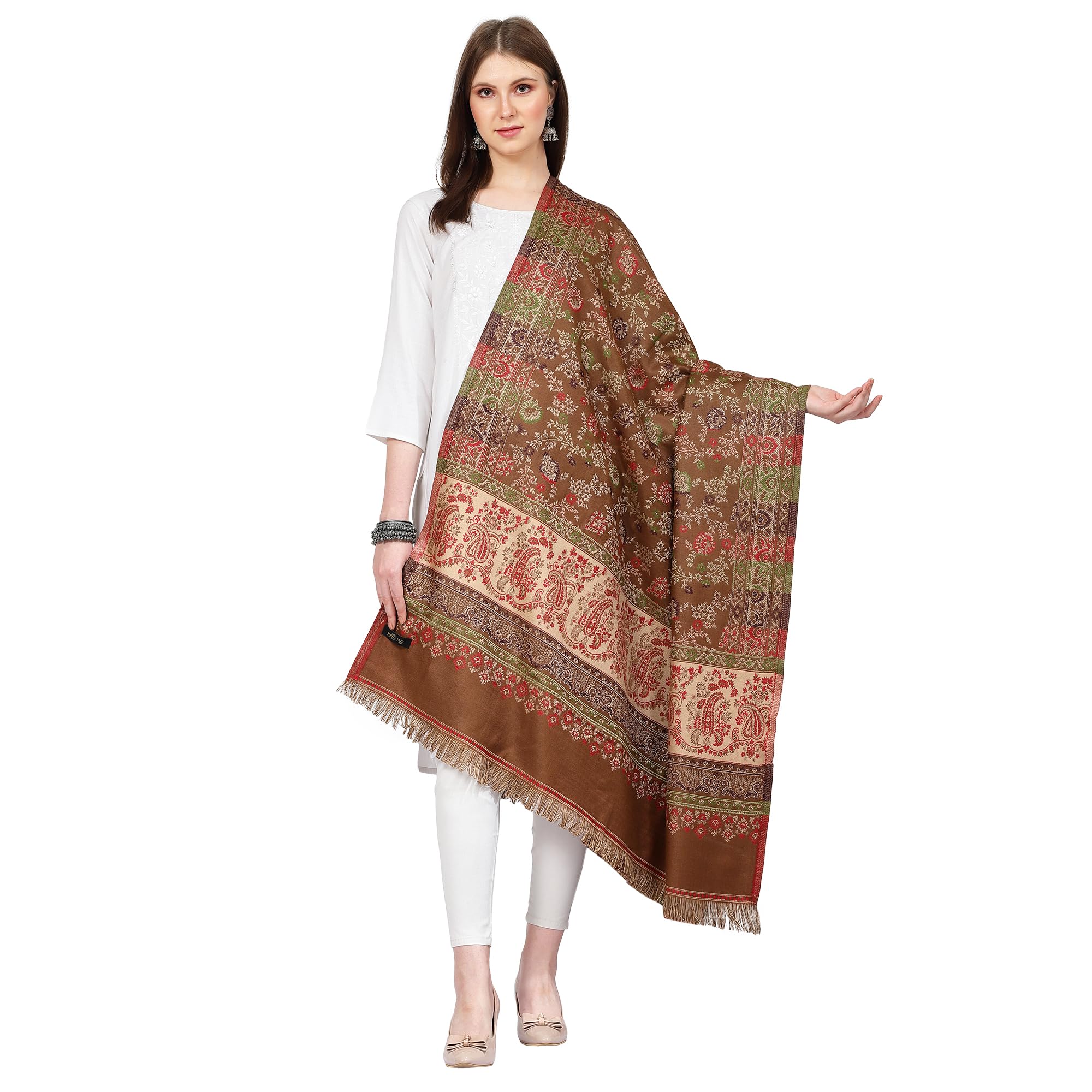 swi with label Women Acrylic Jamawar Wool Shawl_3K120-picture-22