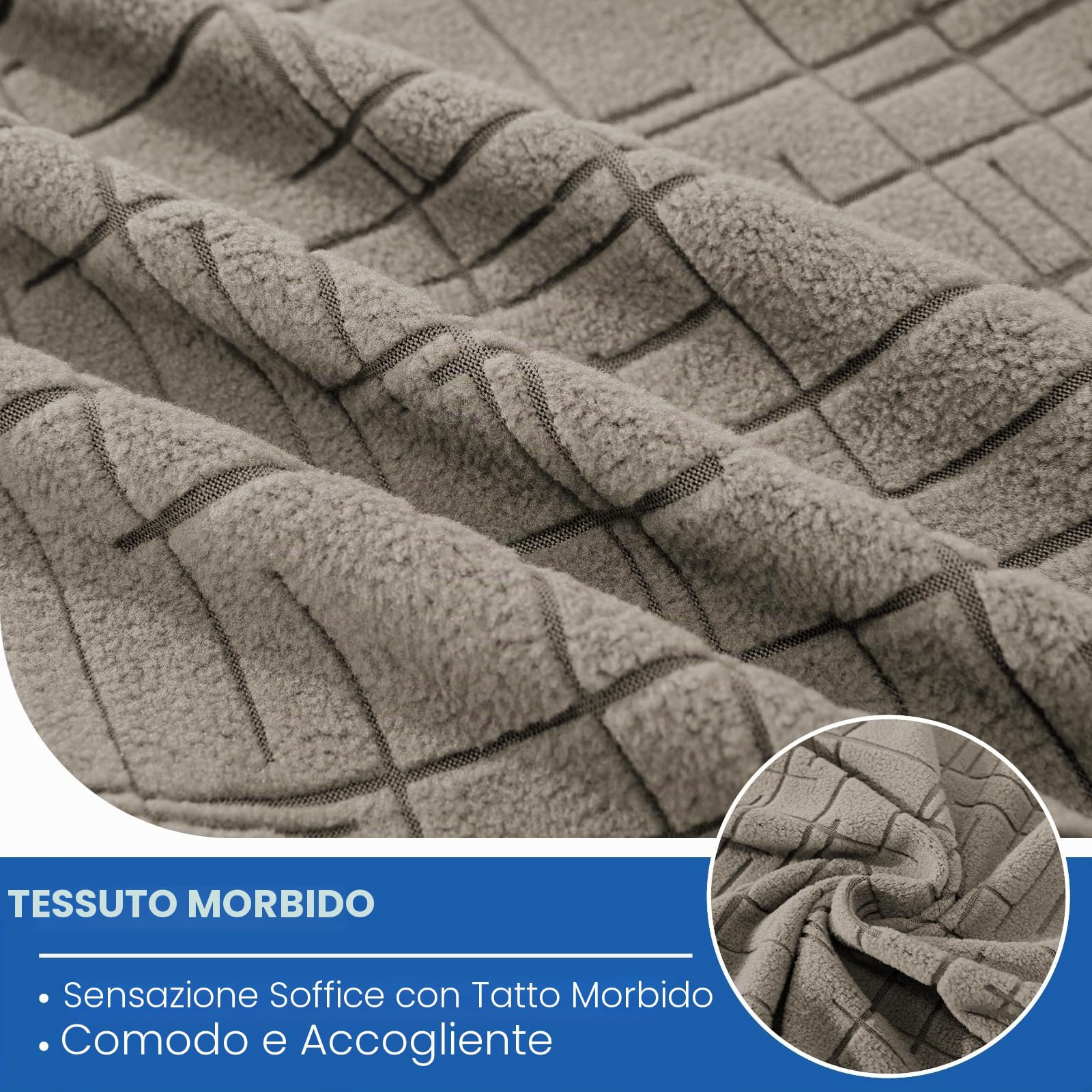 YSTELLAA Copricuscini Divano Elasticizzato, Copri Cuscino Divano Universale, Copricuscini per Divani, Copridivano Cuscini Separati, per Soggiorno(1 Posto*2+Chaiselongue, Kaki)