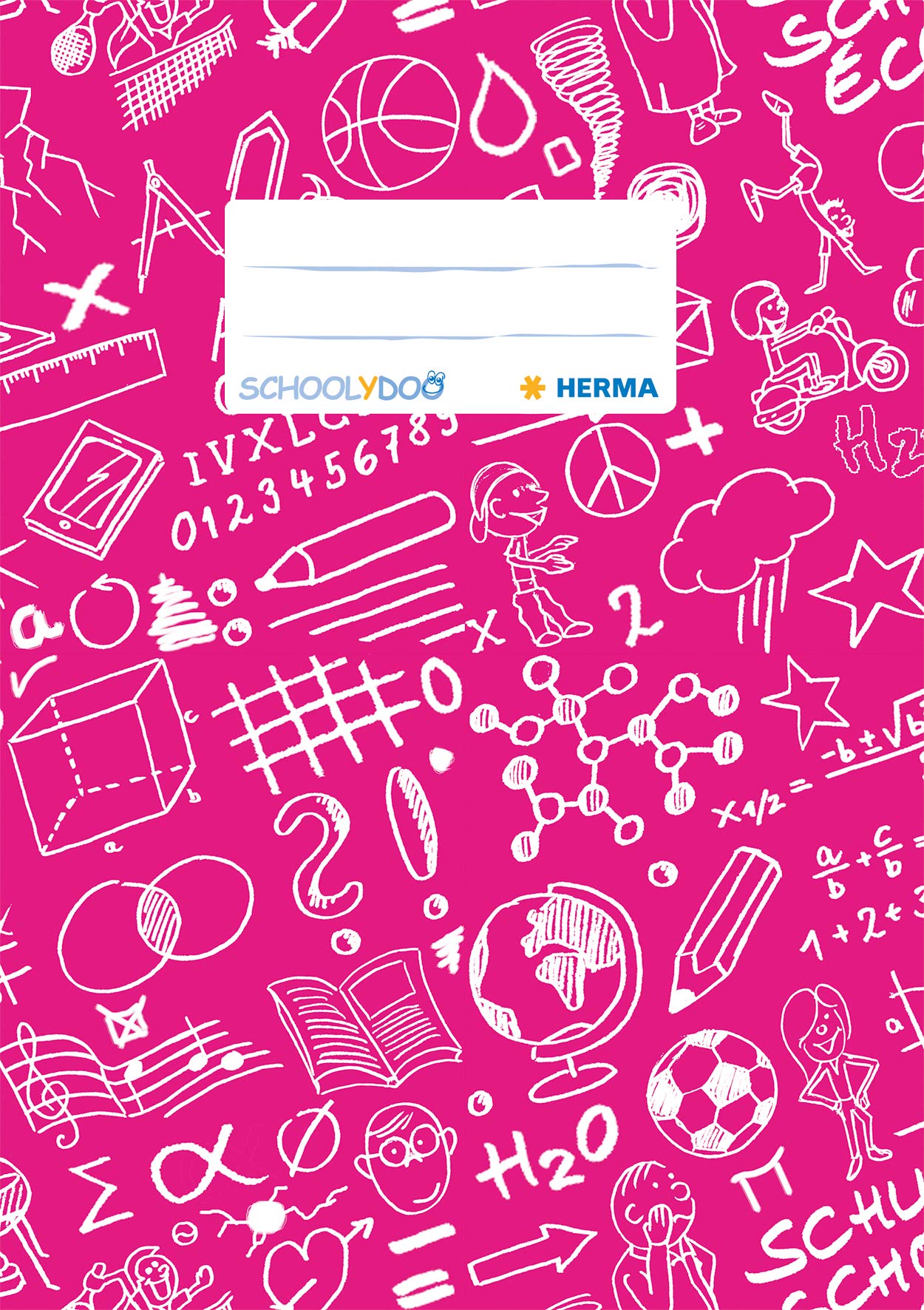 HERMA Schoolydoo 19420 Notebook Covers A5 Pink, Pack of 10, Notebook Covers with Label Made of Durable and Wipe-Clean Polypropylene Film, Notebook Cover Set for School Notebooks, Coloured