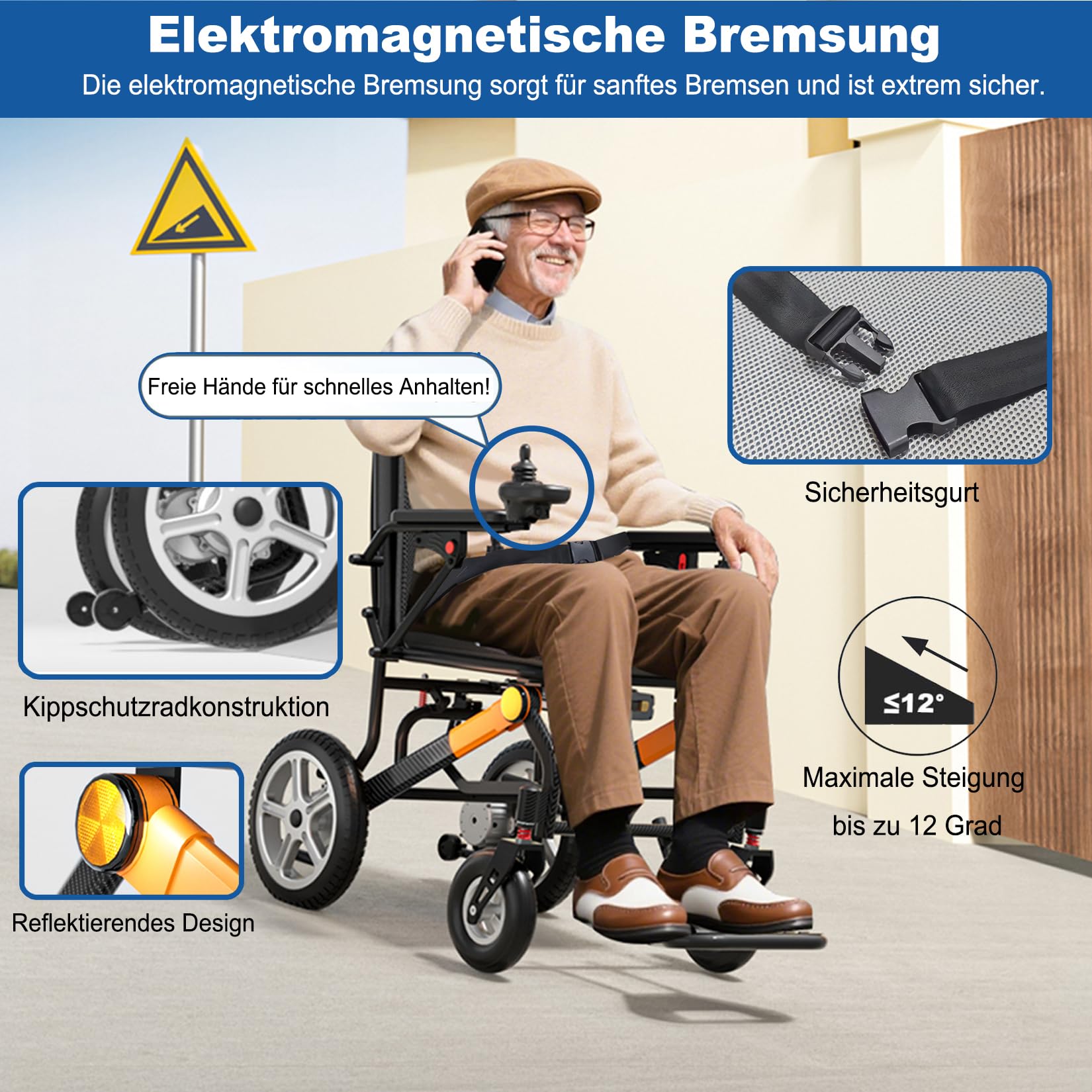 Elektrorollstuhl Faltbar Leicht 14.5 kg mit Fernbedienung, Elektrischer Rollstuhl für Senioren & Reise, 400W Motor, 35km Reichweite, 150kg Belastbar (Amperestunden, 20)