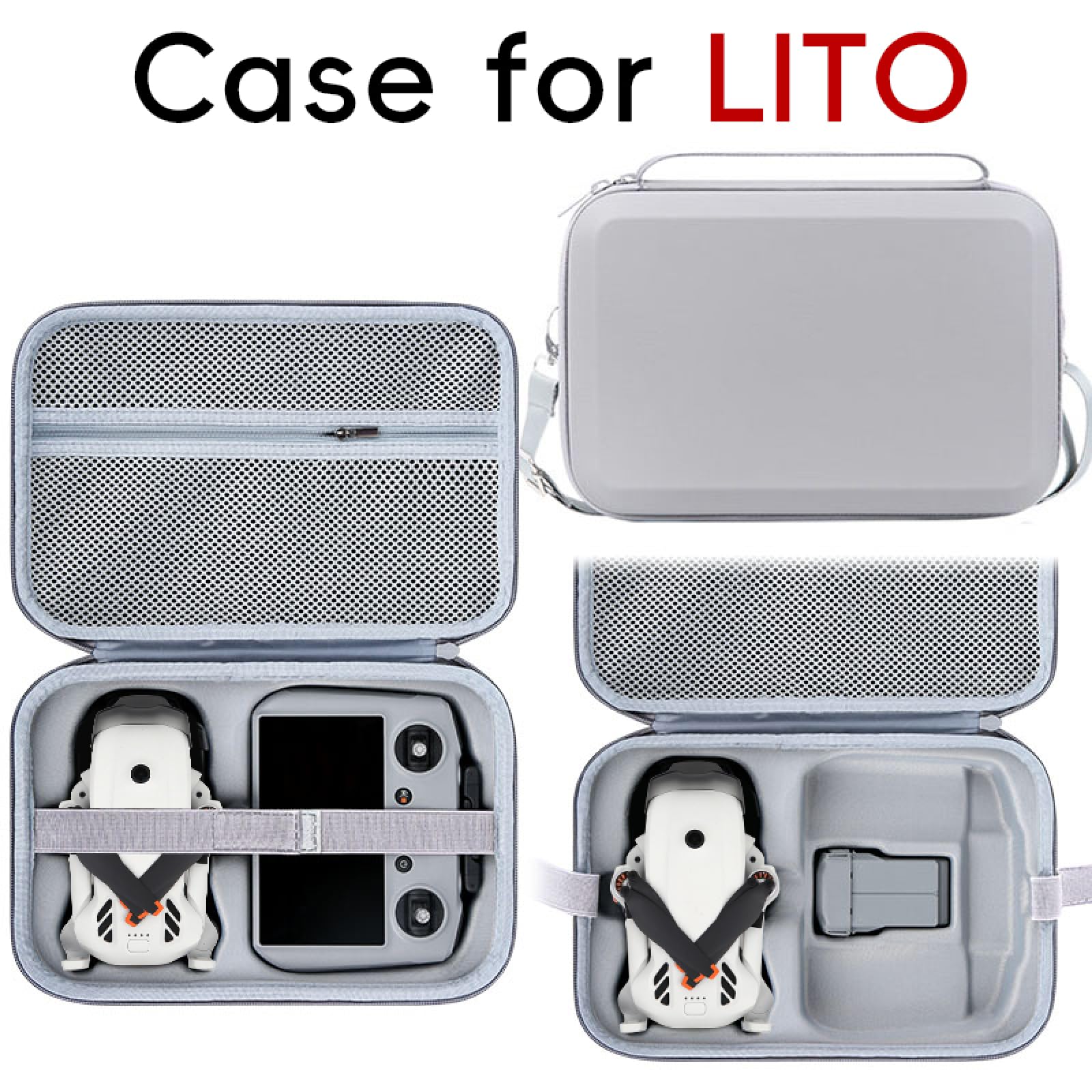 Futerał do DJI Lito X1/Lito1, przenośna torba ochronna na ramię PU pudełko do przechowywania do drona Lito X1/Lito1, pilot RC2, szary, 29*19*10cm, Torba na ramię