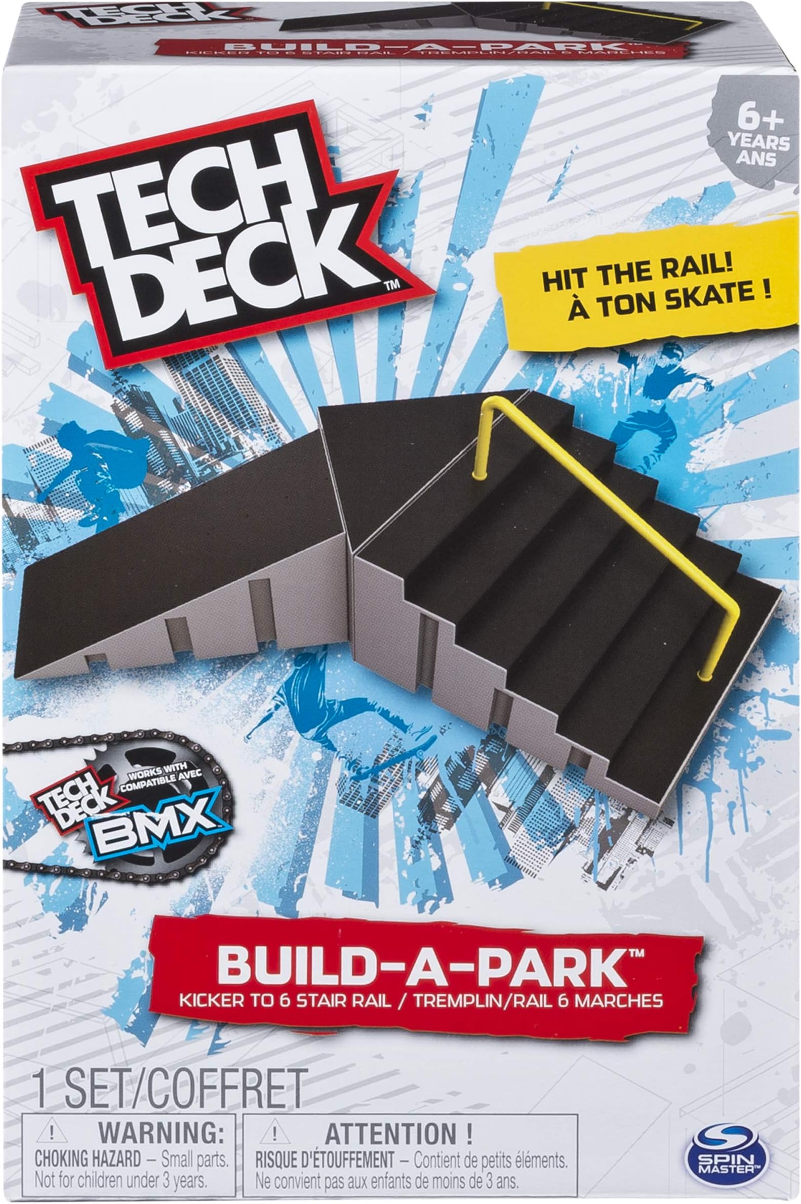 TECH DECKBuild-A-Park - Kicker to 6 Stair Rail (Grey/Black)