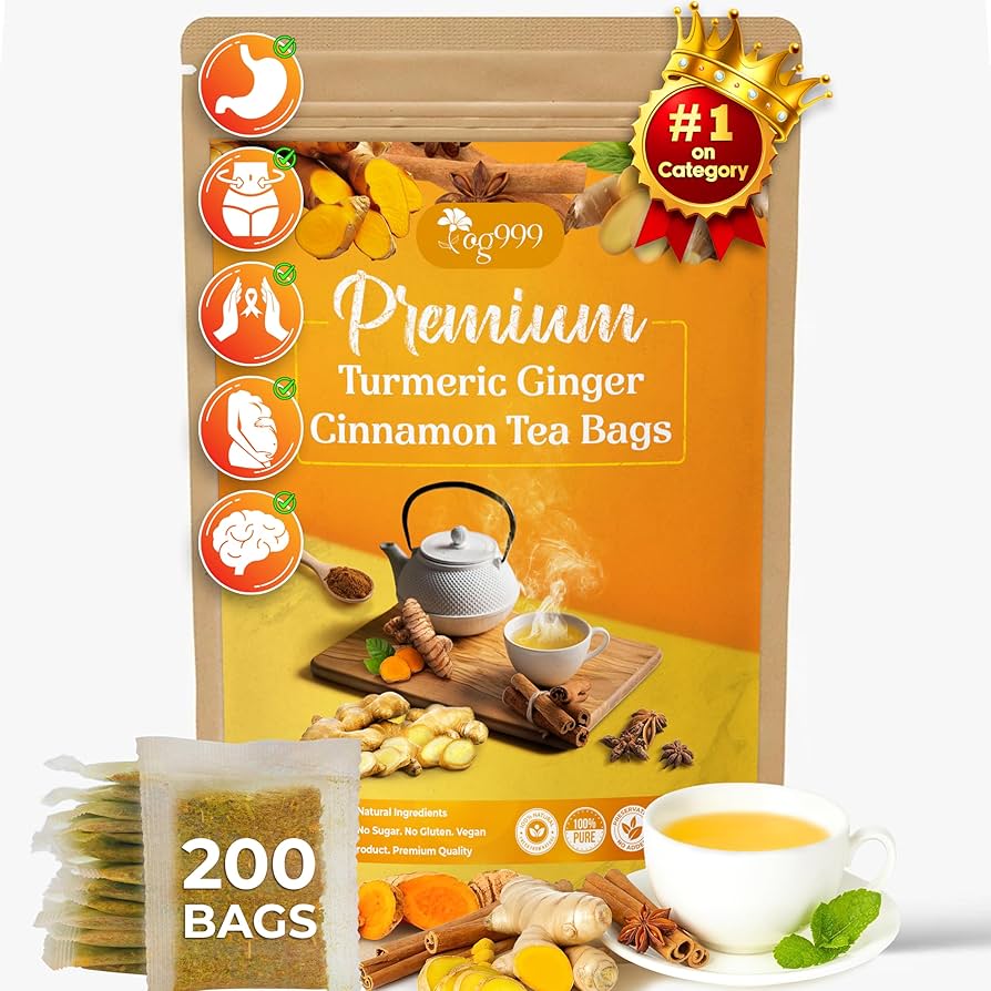Amazon.com : TOG999, 200 Turmeric, Ginger, Cinnamon Tea Bags, 100