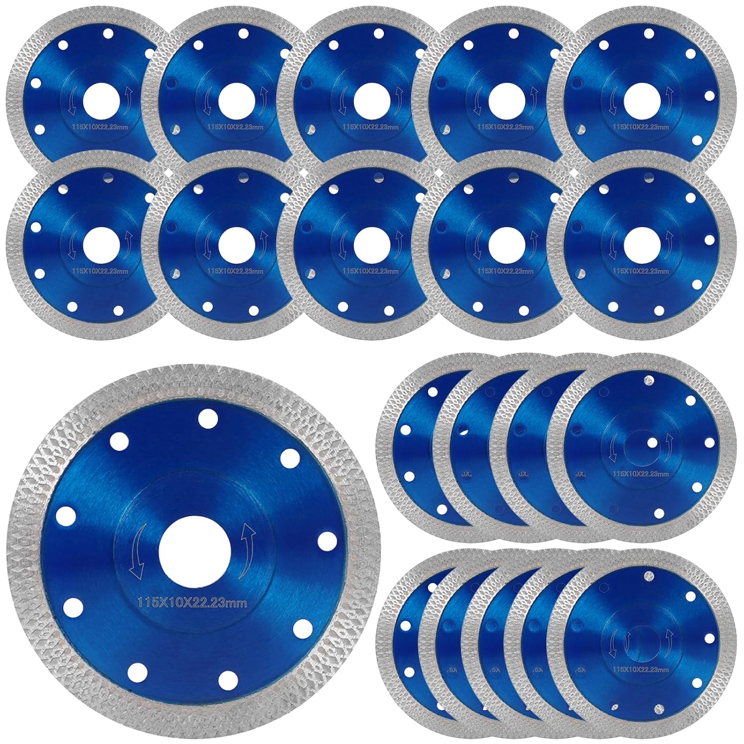 20Pcs 4-1/2 inch Diamond Blades for Grinder, 4.5" Super Thin Diamond Saw Blades, Tile Saw Blade Diamond Grinder Blade for Cutting Porcelain Tiles Marbles Ceramics Glass Jade (Blue)