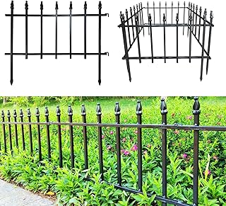 Thealyn Metal Decorative Garden Fence 22" Wide x 18" High (5 Panels, Total Length 9.17 feet), Metal Border Folding Fence, ...