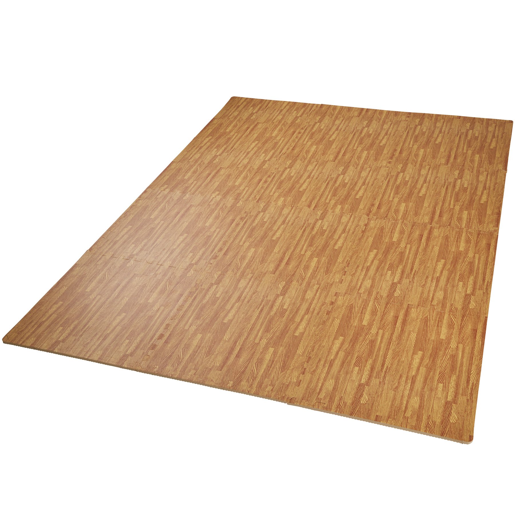 tectake® Tapis de sport, 12 dalles mousse 61 x 61 x 1 cm, Mousse EVA, Tapis de gym, Isolant thermique et acoustique, Musculation, Fitness, Gym, Yoga, Sol salle de sport Dalle garage Tatami, Effet bois