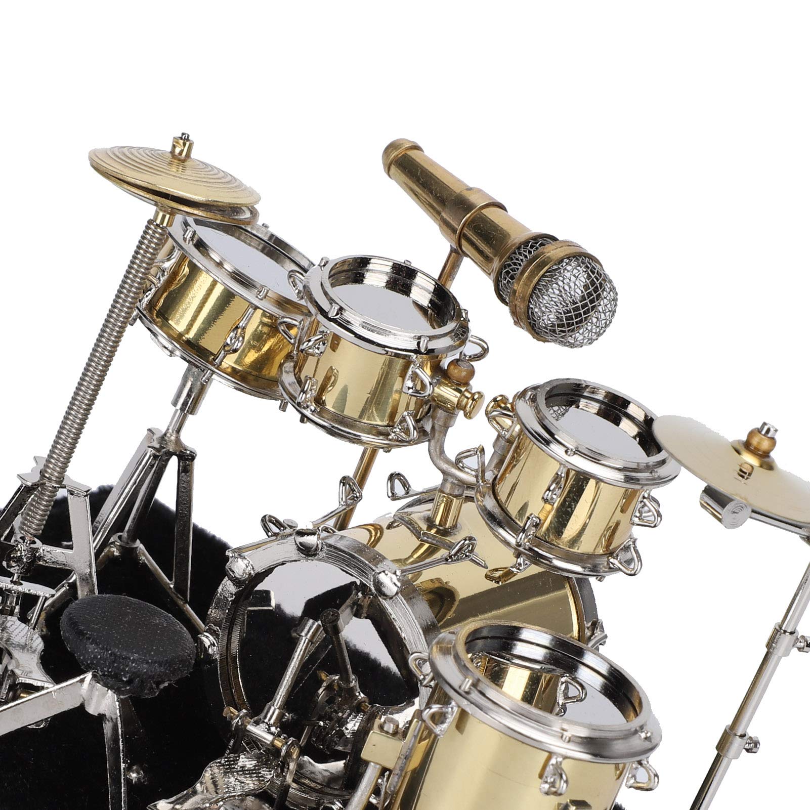 Mini zestaw perkusyjny retro metalowy miniaturowy instrument muzyczny wahadłowe kije przezroczysta pokrywa ozdoby do dekoracji wnętrz
