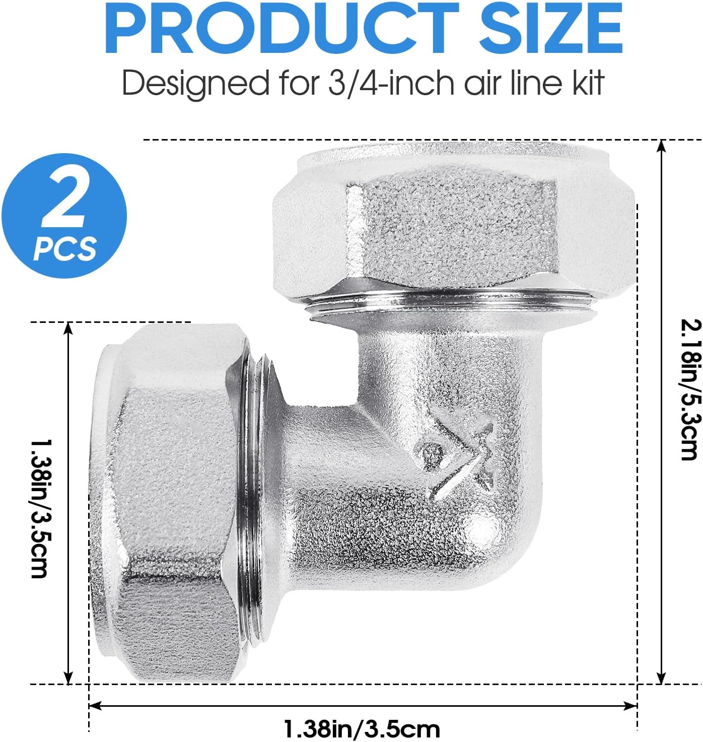 2 PCS 3/4'' Elbow Air Piping Fittings, Air L Tubing Fittings for Shop Garage Compressed Air Piping System