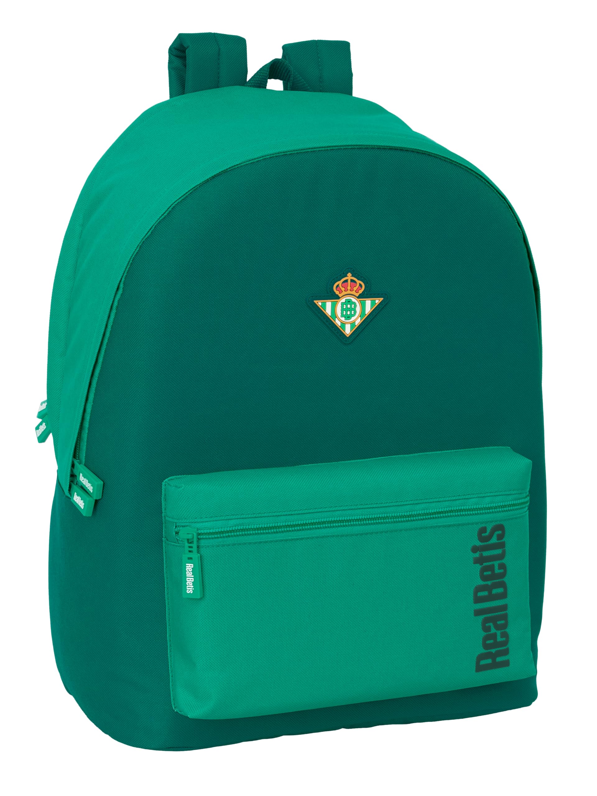 Safta REAL BETIS BALOMPIÉ - Plecak na laptopa 15,6" i USB, idealny dla młodzieży w różnym wieku, tkanina z recyklingu, wygodny i wszechstronny, jakość i wytrzymałość, 31 x 18 x 44 cm, Woda zielona, M