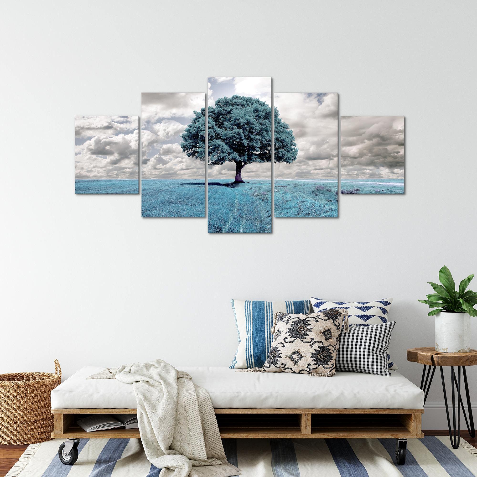 Canvas schilderij boom met rode harten | Neon Design - Mielu