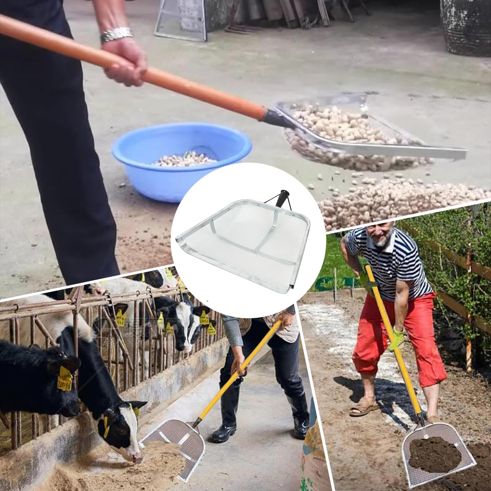 Sito Do Gleby Do Ogrodu Łopatka Sitowa Ze Stali Nierdzewnej Z Ergonomicznym | Wielofunkcyjne Narzędzie Do Zbiorów I Przesiewania Gleby W Ogrodnictwie I Rolnictwie