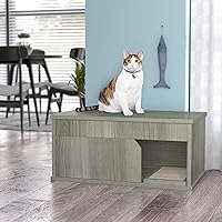 Vista 4 de WAY BASICS Muebles ocultos para gatos con caja de arena para gatos, gris de Londres