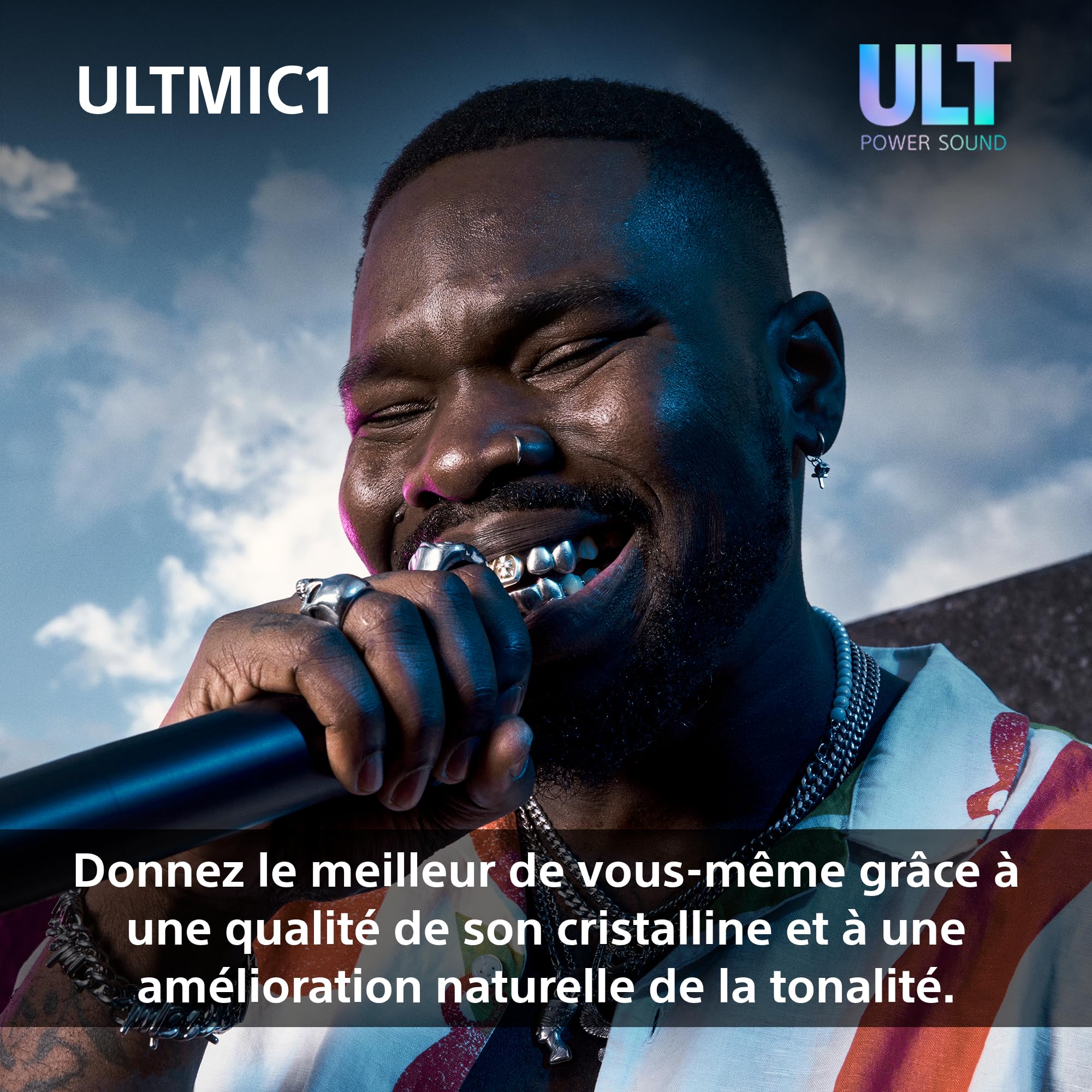 Sony ULTMIC1 - Pack de 2 Microphones sans Fil et récepteur, réduction de Bruit avancée, Duet Assist, Batterie de 20h, résistant aux Chocs, Parfait avec Les Enceintes festives ULT Power Sound - Noir