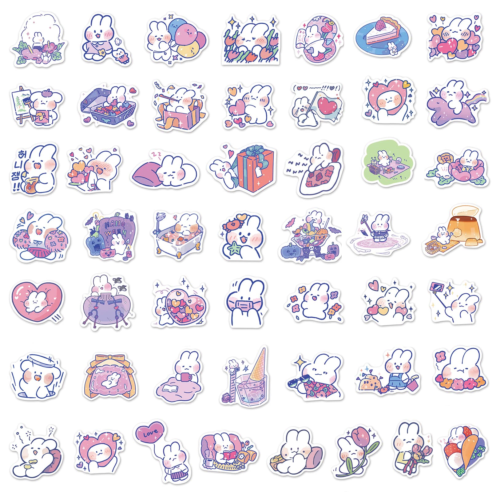Amazon.com: 50Pieces Kawaii Rabbit Stickers for Kids Cute