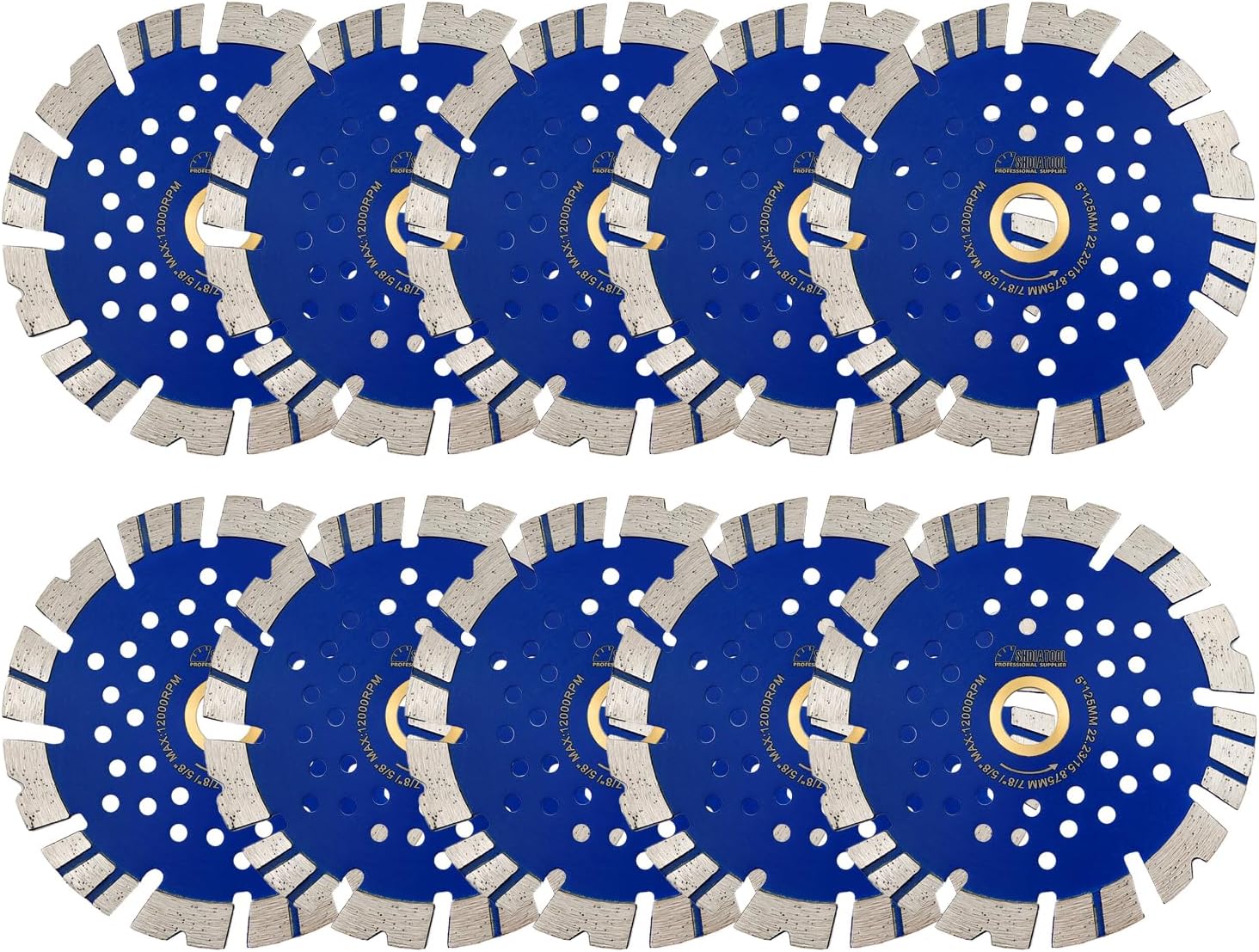 SHDIATOOL 5-Inch Diamond Saw Blades, Granite Cutting Disc, Cutter Wheel for Concrete, Reinforced Concrete, Masonry, Stone, Paver 125mm(Pack of 10)