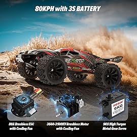 Hosim Mini 1:8 Brushless RC Cars for Adults Fast 50MPH, VEXARO High Speed 4X4 RC Trucks, All Terrain Remote Control Car Waterproof RC Truggy Off Road Hobby Large Monster Truck with 3S Battery