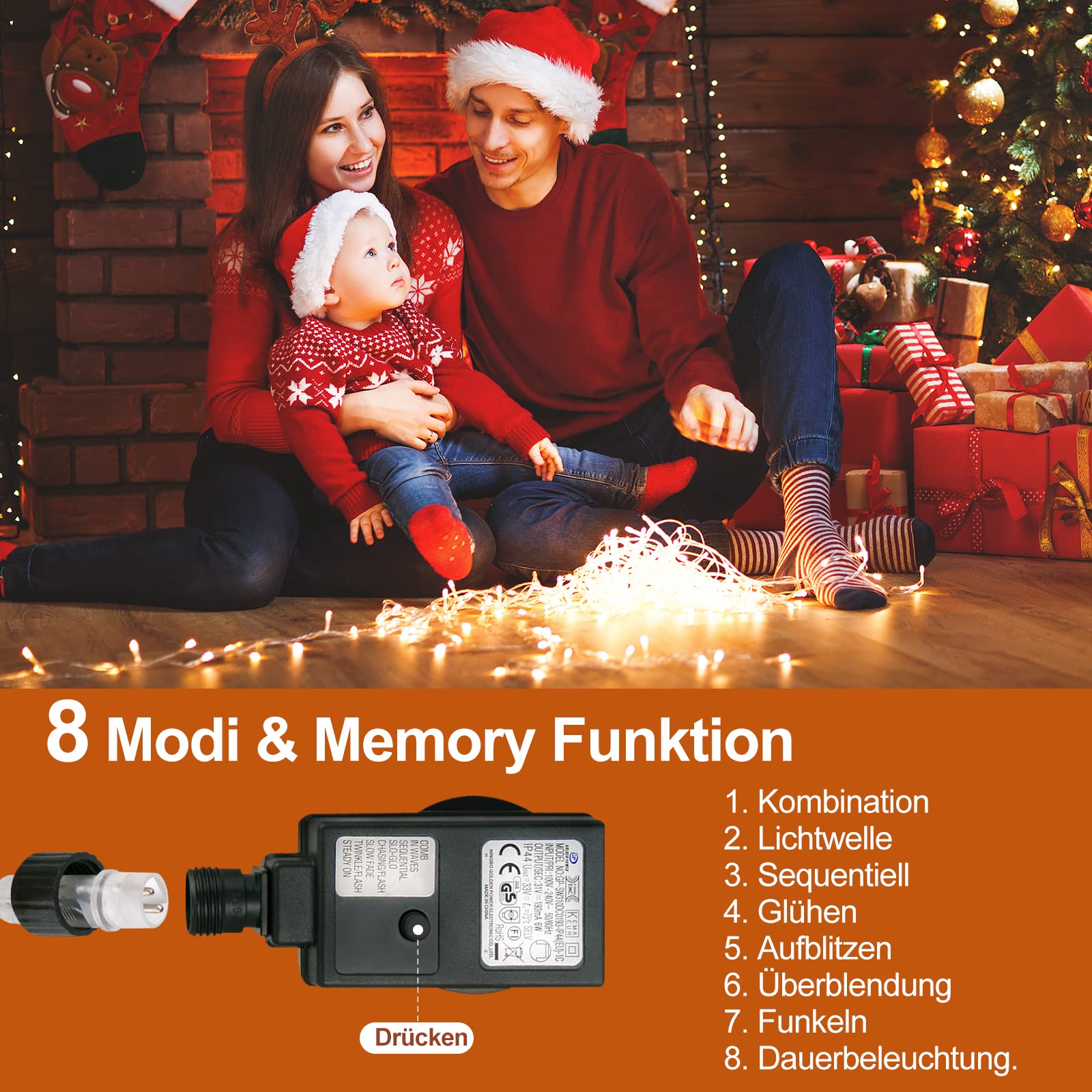 XIBOO 600 LEDs 6Mx3M Tenda Luminosa Natale Esterno Interno Luci di Natale 8 modalità di funzionamento catena luminosa tenda per decorazione d'interni matrimonio Decorazione bianco caldo