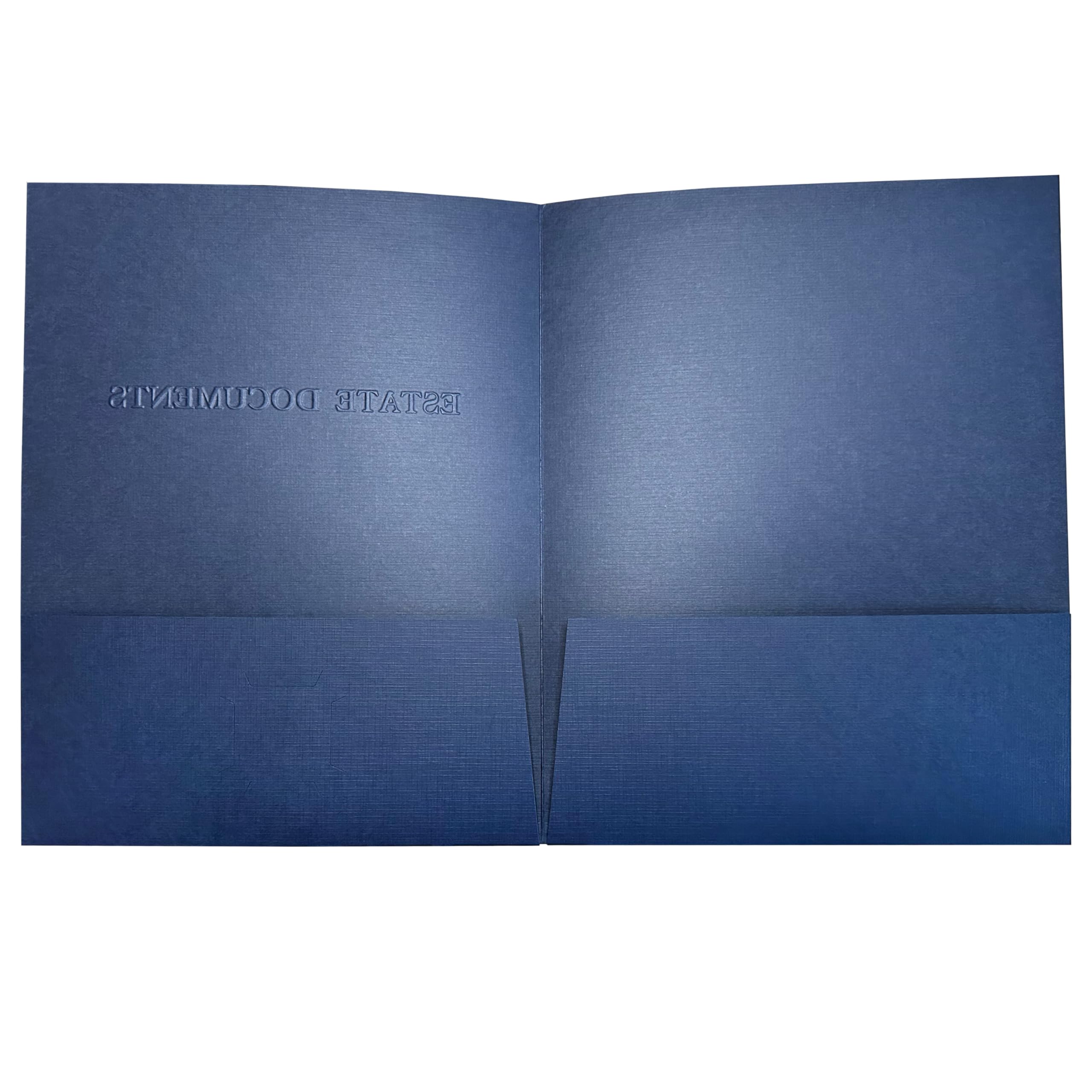 5 unidades, azul marino, carpetas de bolsillo de lino para documentos de planificación patrimonial, letras en relieve, (9 x 11.5) (azul marino)