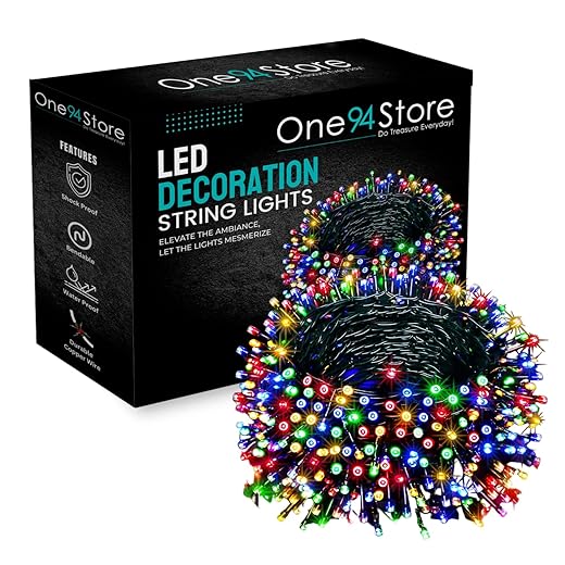 One94Store 40 Feet 36 Led String Serial Lights, Copper Wire LED Decorative String Fairy Rice Lights for Indoor, Outdoor, Decoration, Festival, Party, Wedding, Garden, Lawn (Multicolor, Pack of 1)