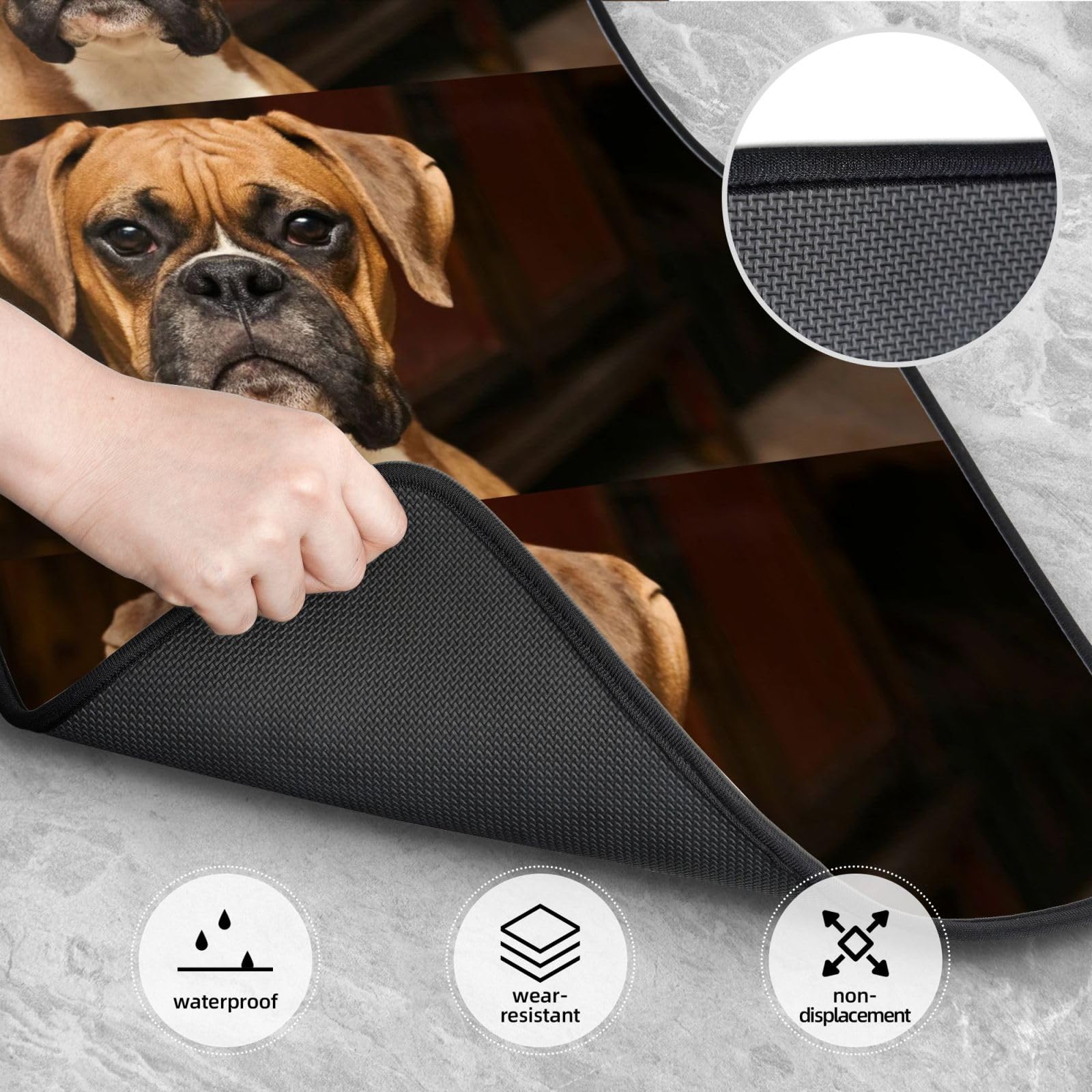 Boxerhund, 4er-Set Auto-Fußmatten, Neopren-Fußmatten für Fahrzeuge, rutschfeste Auto-Fußmatten, Autozubehör
