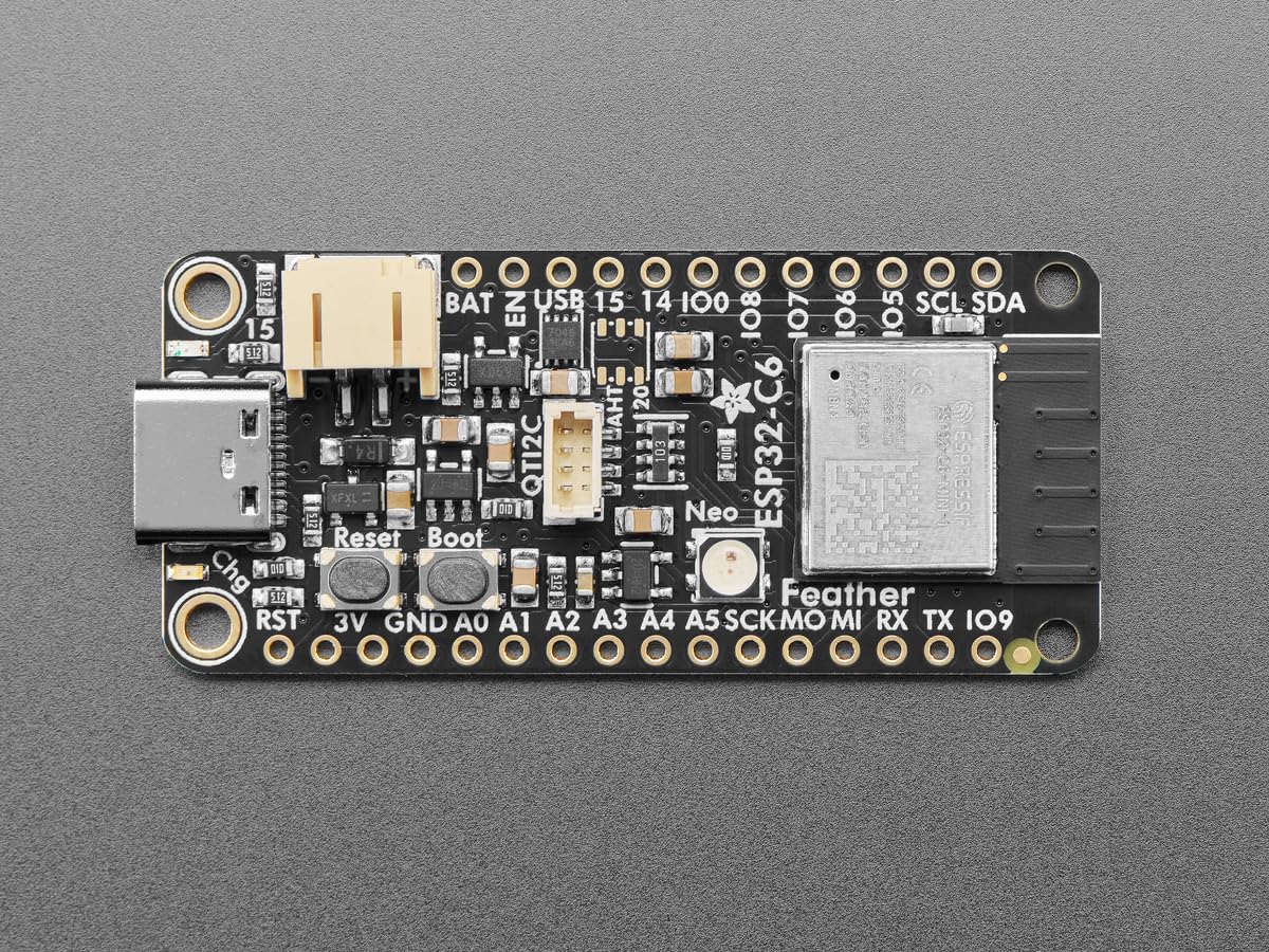 Adafruit ESP32-C6 Feather, WiFi, BLE, Zigbee, Matter, Stemma QT, 5933
